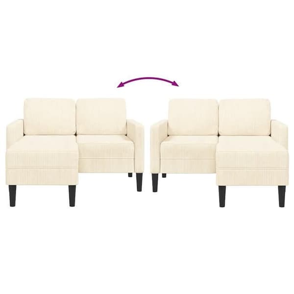 Maison Exclusive - 2-sits soffa med L-formad divan i krämfärgad lin 125 cm