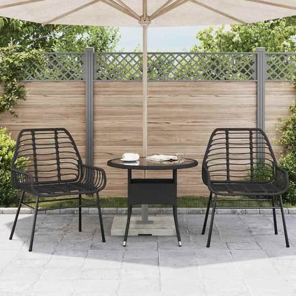 Maison Exclusive - Trädgårdsstolar set om 2 Svart flätad resin
