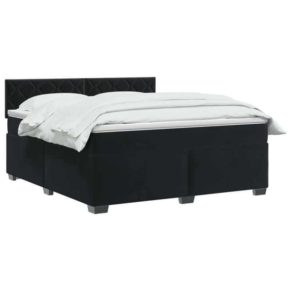 Maison Exclusive - Boxspring seng med madras Sort 140 x 190 cm Velour Svart