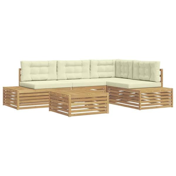 Maison Exclusive - 6-delars utomhussoffgrupp i vitt