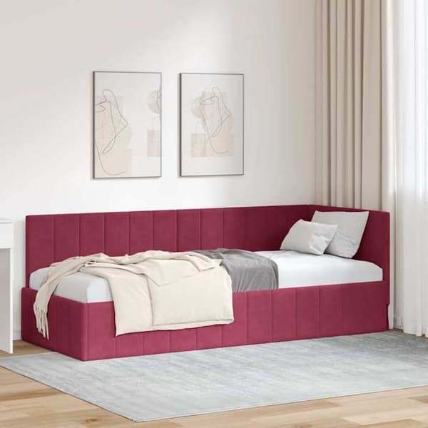Maison Exclusive - Hörnsängram Bordeaux 80 cm x 200 cm Sammet