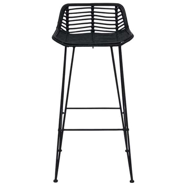 Barstol - EKSKLUSIV HUS - Rattan og Stål - Sæt af 2 - Sort - 44 x 46 x 91 cm Svart