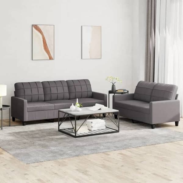 Maison Exclusive - Sæt af 2 sofaer med puder i grå kunstlæder
