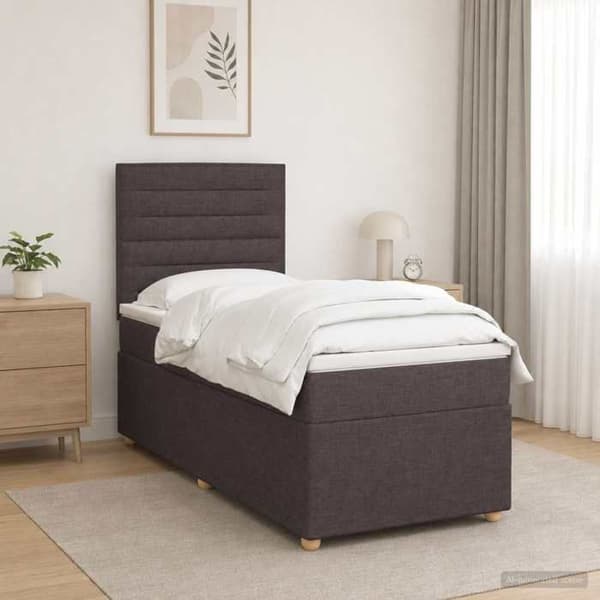 Maison Exclusive - Boxspring säng med madrass Mörkbrun 100 x 200 cm Tyg