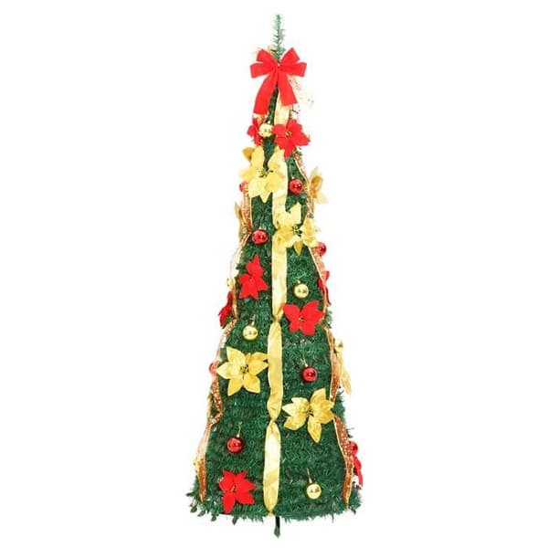 Kunstig juletræ - EKSKLUSIV HUS - Sammenklappelig - 210 cm - 200 LED - 8 lysindstillinger Grön