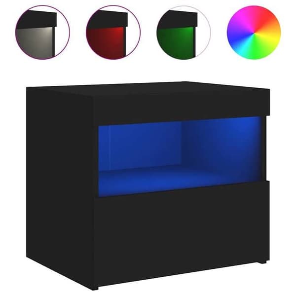 Natteskab - Eksklusivt Hus - Sort - Justerbar RGB LED - Spånplade sort