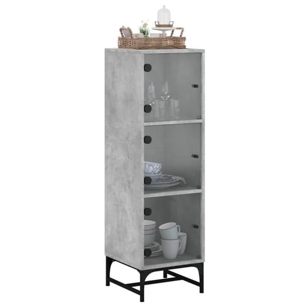 Maison Exclusive - Buffet med grå beton glasdøre 35x37x120 cm