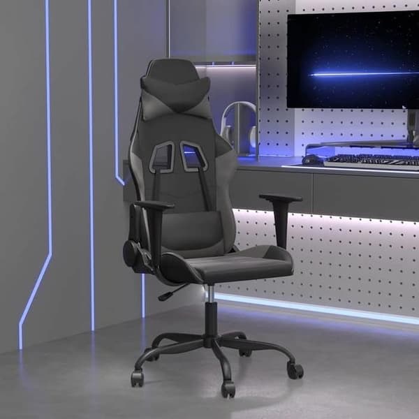 Maison Exclusive - Spelstol med massage Svart och grå Konstläder
