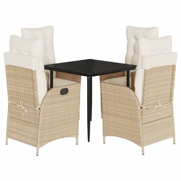 Maison Exclusive - Puutarhakalusteryhmä tyynyillä 5 kpl Beige polyrottinki