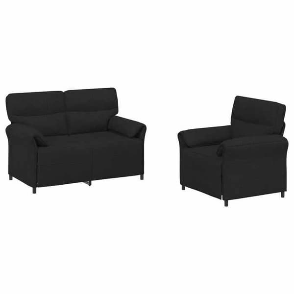 Sofa - MAISON EXCLUSIVE - Sæt 2 stk - Sort - Metalramme - Polyesterstof Svart