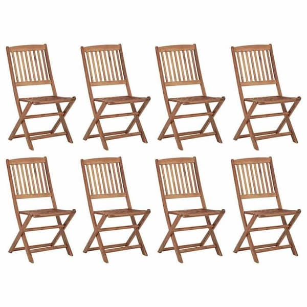 Maison Exclusive - Fällbara utomhusstolar och kuddar set om 8 Akaciaträ