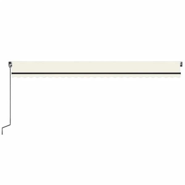 Fällbart tak - EXKLUSIVT HUS - 600x350 cm - Manuell - Solenergi LED - Pulverlackerad aluminium, PU-duk Grädde