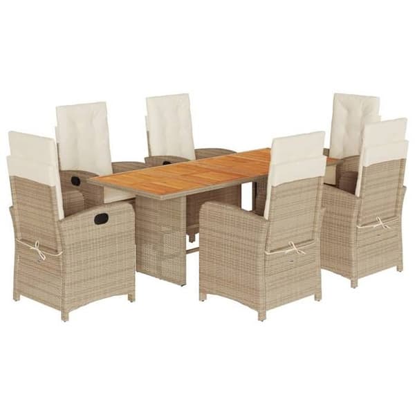 Maison Exclusive - Puutarhakalustesarja tyynyillä 7 kpl beige sekoitettu rottinki