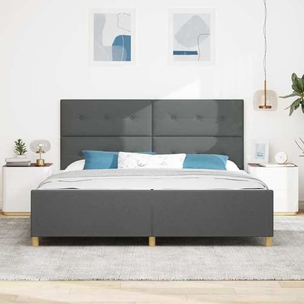 Maison Exclusive - Sengestel med hovedgærde Mørkegrå 200 x 200 cm stof