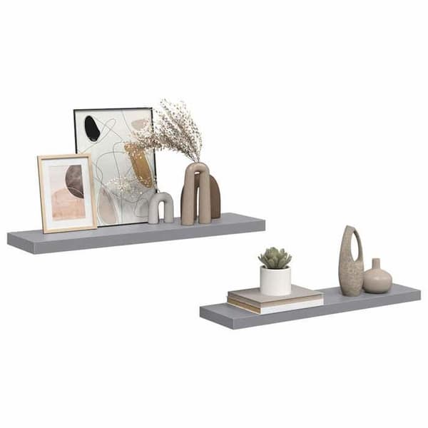 Maison Exclusive - Kelluvat seinähyllyt 2 kpl harmaa 90x23,5x3,8 cm MDF