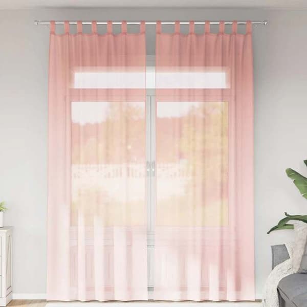 Verho - MAISON EXCLUSIVE - Standard - Vaaleanpunainen - Renkaat - 100% polyesteri Ros