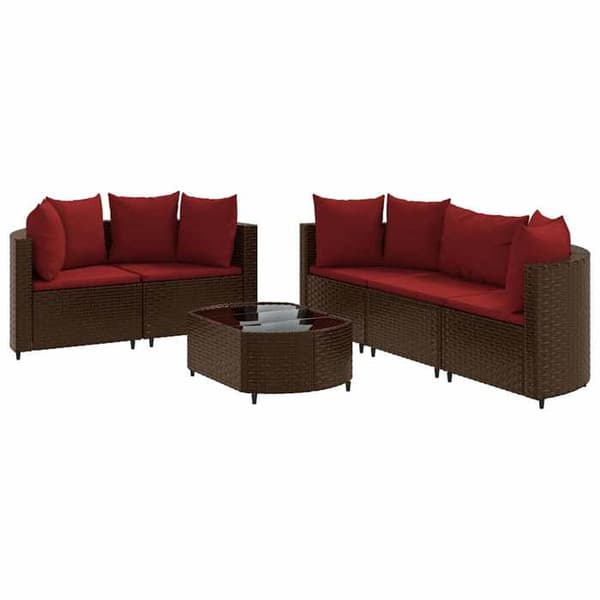 Maison Exclusive - Trädgårdsmöbler med kuddar 6 delar brun flätad resin