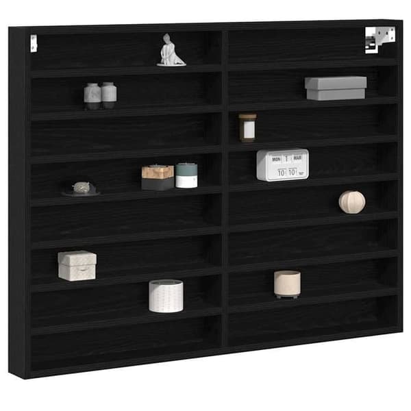 Maison Exclusive - Vitrine Vægmontering Sort Eg 100 x 8,5 x 75 cm svart ek