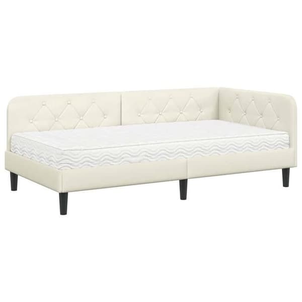 Maison Exclusive - Kulmasänky Kermansävy 90 x 190 cm Sametti