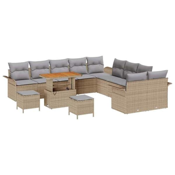 Trädgårdsmöbler - EXKLUSIVT HUS - Modulär - Beige - 13 delar - Justerbart bord beige