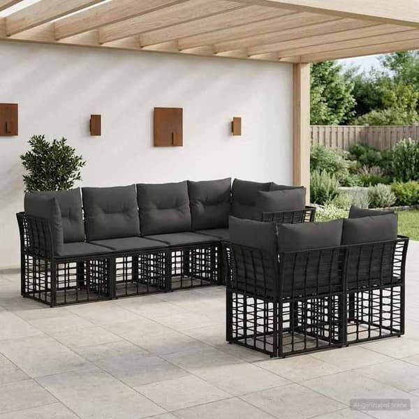 Maison Exclusive - Utomhus soffgrupp 7 delar Svart Polyester Svart
