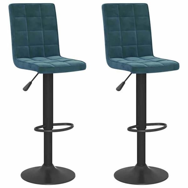 Barstol - MAISON EXCLUSIVE - Sæt af 2 - Blå velour - Højdejusterbar - 360° rotation Blå