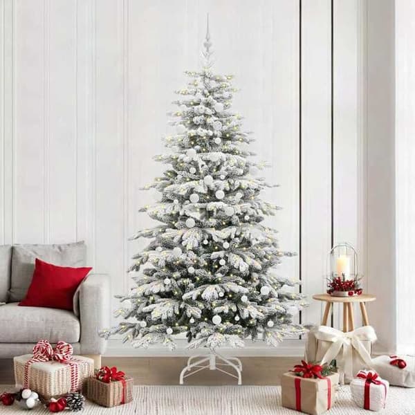 Kunstigt juletræ - EKSKLUSIV HUS - Ledede grene - 210 cm - Hvid - USB LED-belysning Vit