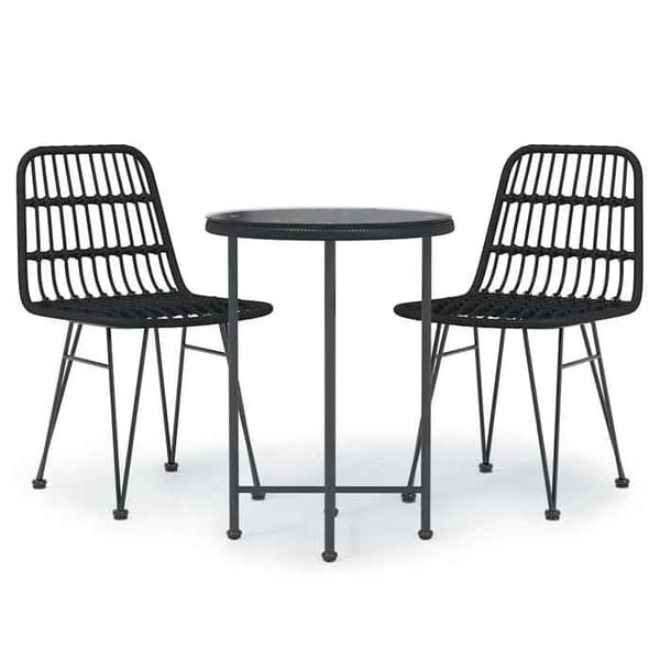 Maison Exclusive - Trädgårdsset 3 delar Svart Flätad Resin