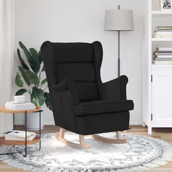 Gyngestol - EKSKLUSIV HUS - Lounge model - Sort - Polyester stof - 74x90x102 cm Sort