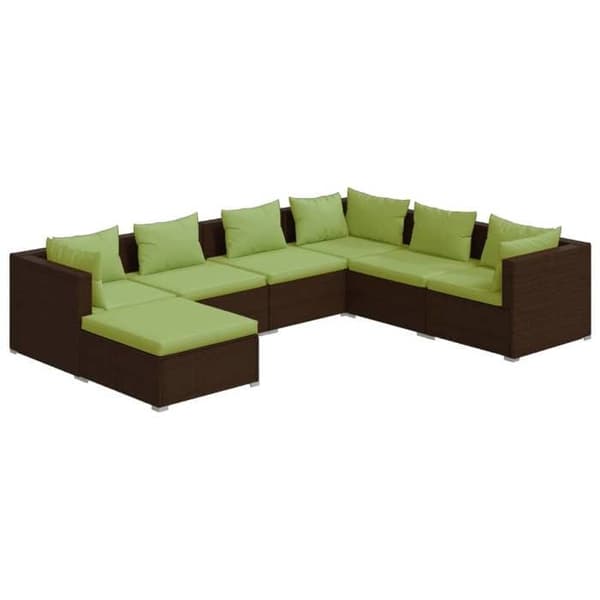Maison Exclusive - Trädgårdsmöbler 7 delar med kuddar Flätad resin Brun