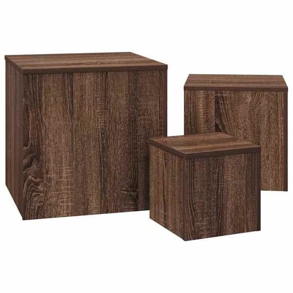 Maison Exclusive - 3 stk. sideborde i brun eg, ingeniørtræ Brun ek