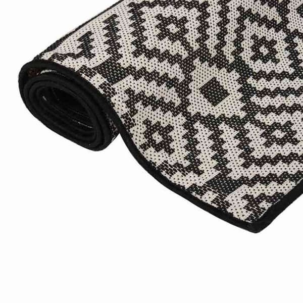 Maison Exclusive - Udendørs fladvævet tæppe 140x200 cm Sorte striber Svart