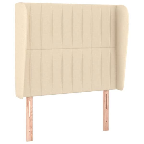 Maison Exclusive - Päätylevy korvilla Kermainen 103x23x118/128 cm Kangas Grädde