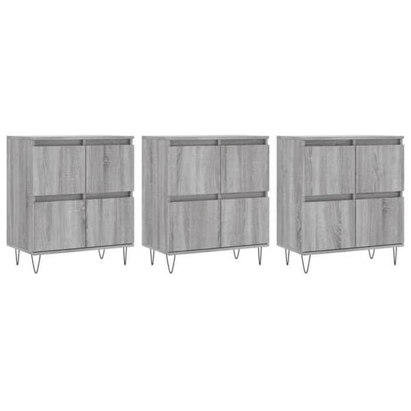 Dressoir / Buffet - Buffeter 3 stk - Sonoma grå - Holdbart ingeniørtræ - Stort opbevaringsrum Sonoma grå