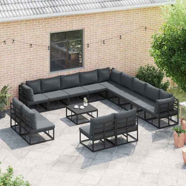 Maison Exclusive - Sæt af 14 pc have-sofaer Sort Aluminium Svart