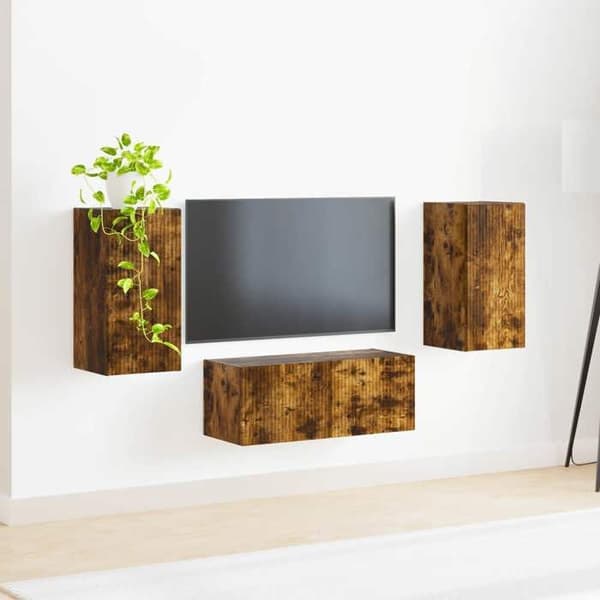 Maison Exclusive - 6 dele TV-møbel sæt Røget eg Ingeniørtræ