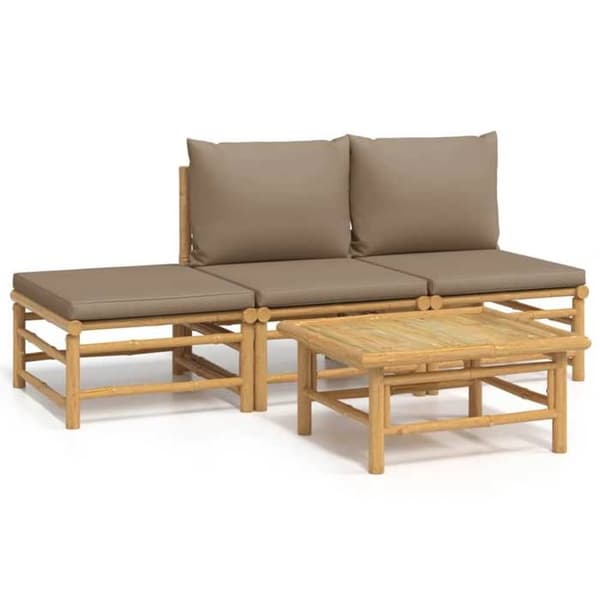 Maison Exclusive - Trädgårdsmöbler 4 delar med taupe kuddar i bambu