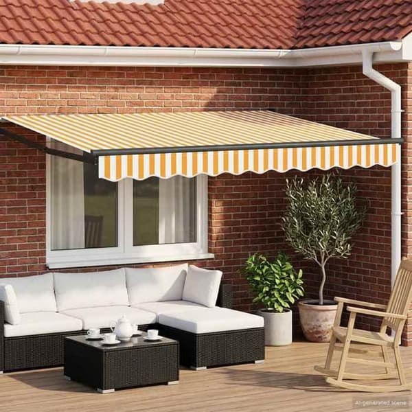 Maison Exclusive - Fällbart tak i gult och vitt 3 x 2 m