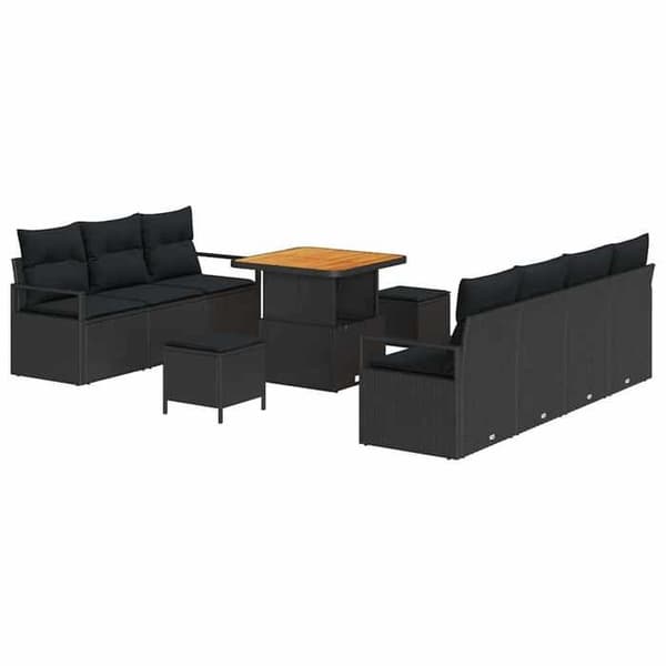 Maison Exclusive - 10 osan puutarhakalustesarja 9-hengen Musta