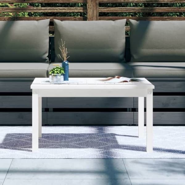 Trädgårdsbord - EXKLUSIV HEM - 82,5x50,5x45 cm - Massivt trä - Vit - Rektangulär Vit