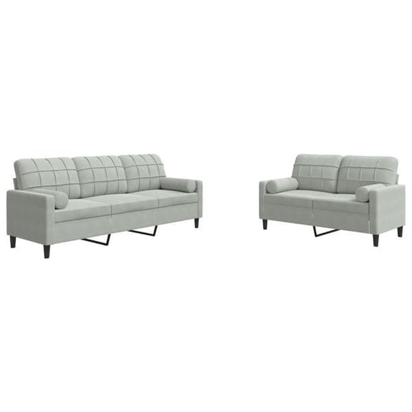 Sofa sæt - EKSKLUSIVT HUS - 2 stk - Velour - Grå - Robust metalramme