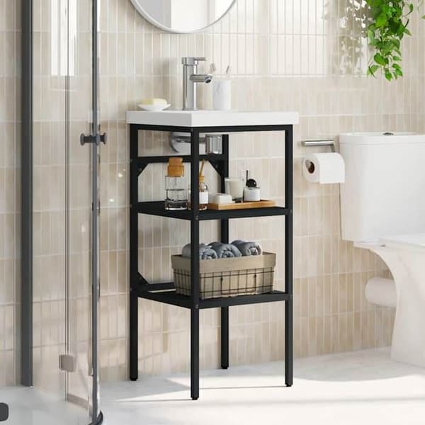 Maison Exclusive - Badeværelsesvaskeramme Sort 40x38x83 cm Jern