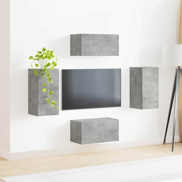 Maison Exclusive - TV-møbel sæt 4 dele Grå beton Ingeniørtræ