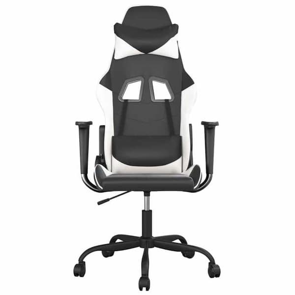 Maison Exclusive - Svart och vit massage-spelstol i konstläder