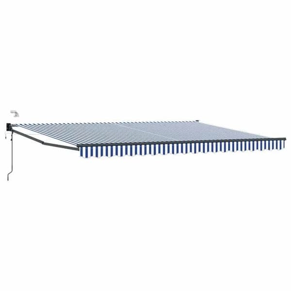 Fällbart tak - EXKLUSIVT HUS - 4 × 3 m - Elektriskt motoriserat - LED & väder sensor - Aluminium Blå och vit