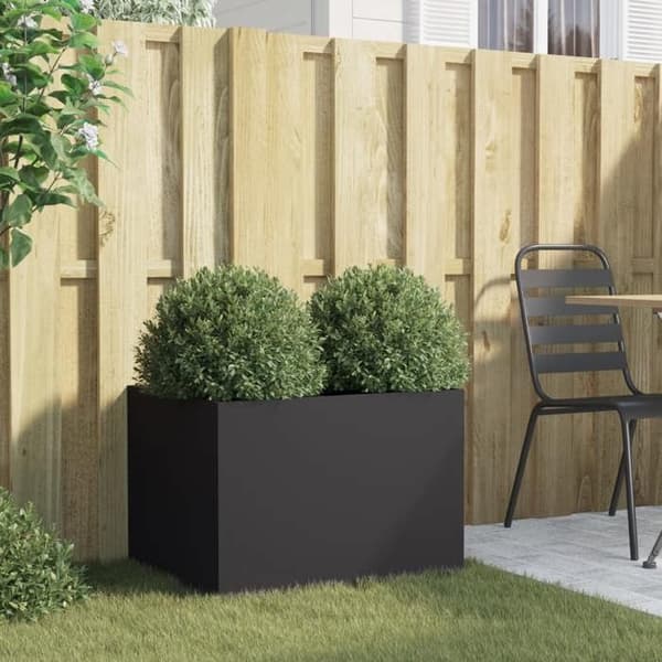 Jardinière - MAISON EXCLUSIVE - 62x47x46 cm - Koldvalset stål - Sort - Rektangulær Svart