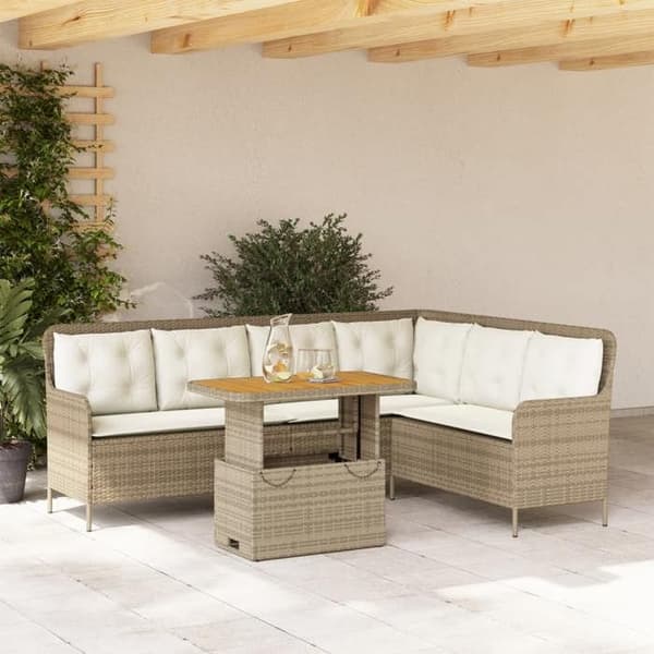Maison Exclusive - Trädgårdsmöbler med kuddar 2 st beige flätad resin beige