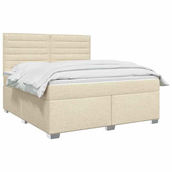 Maison Exclusive - Boxspring seng med madras Creme 140 x 190 cm Stof