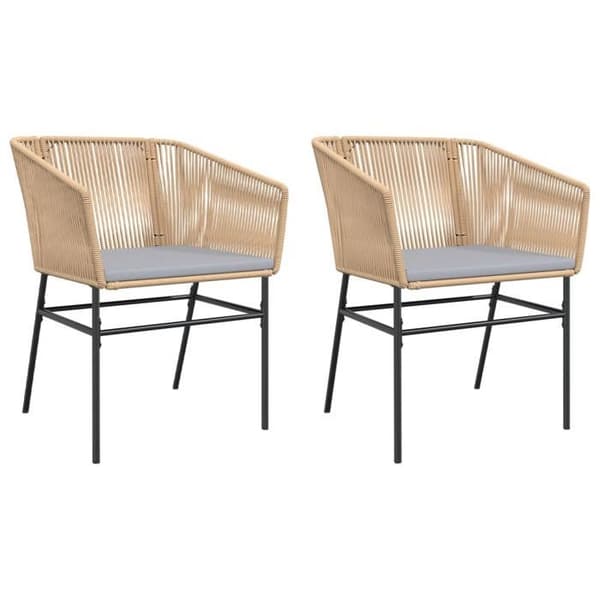 Maison Exclusive - Trädgårdsstolar set om 2 med bruna kuddar i rotting