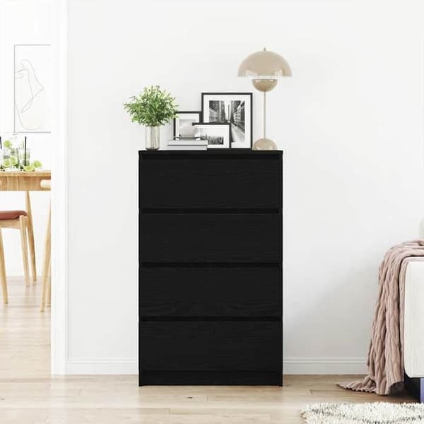 Maison Exclusive - Buffet i sort egetræ 60x35x98,5 cm i ingeniørtræ svart ek